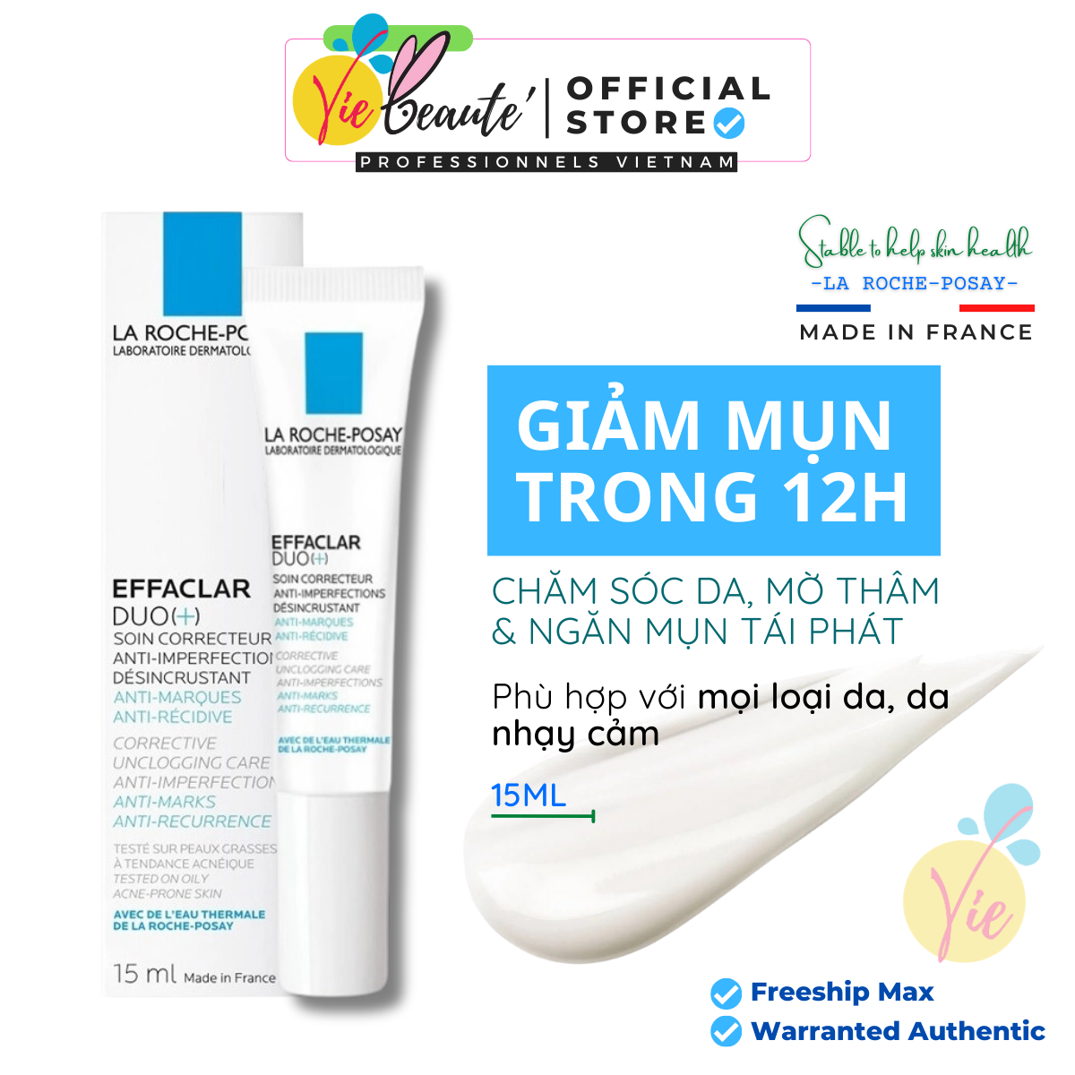 La Roche Posay Duo+ Kem dưỡng giảm mụn, ngừa thâm La Roche Posay Effaclar Duo+ gel 40ml