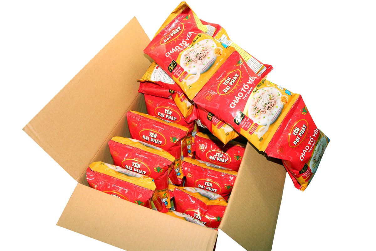 (30 gói x 50gram / Thùng) Cháo Tổ Yến Thịt Bằm - 4 gói gia vị, ăn liền, tiện lợi, thơm ngon, dinh dưỡng cao