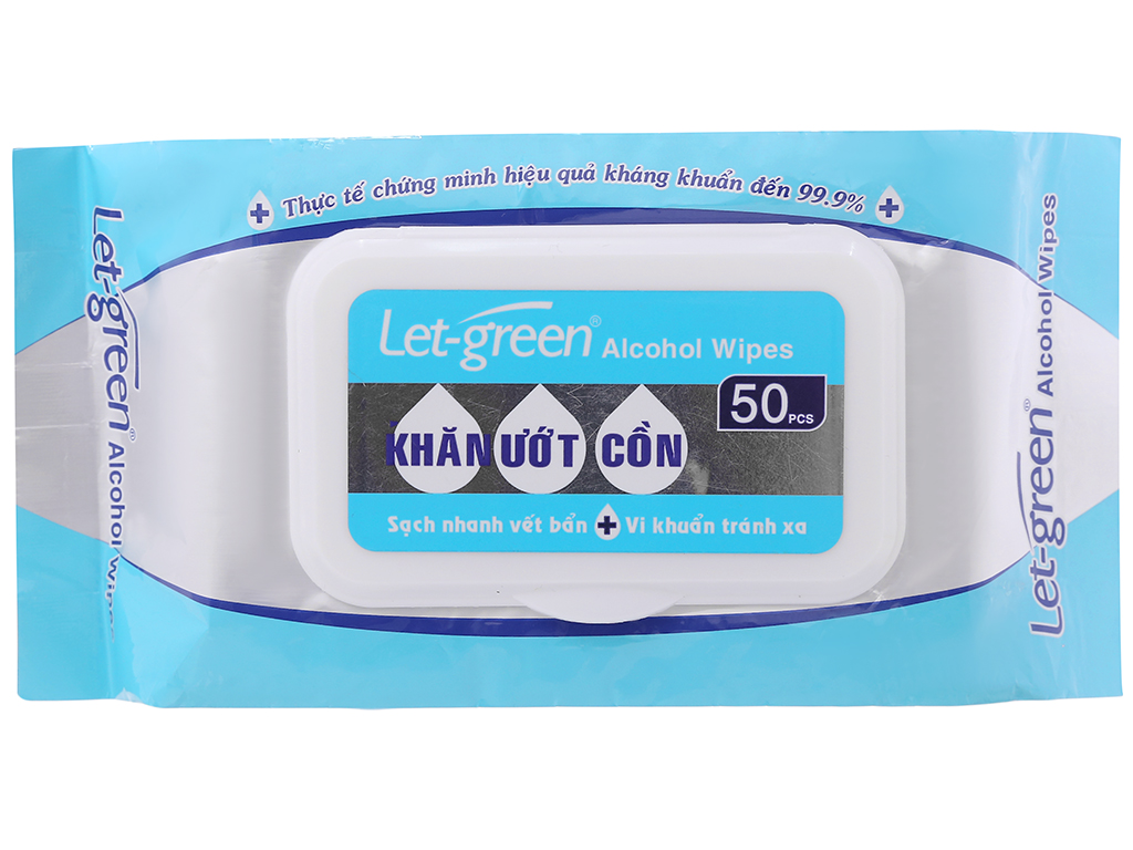 [HCM]Combo 10 gói khăn Ướt Cồn Let-Green loại 50 miếng