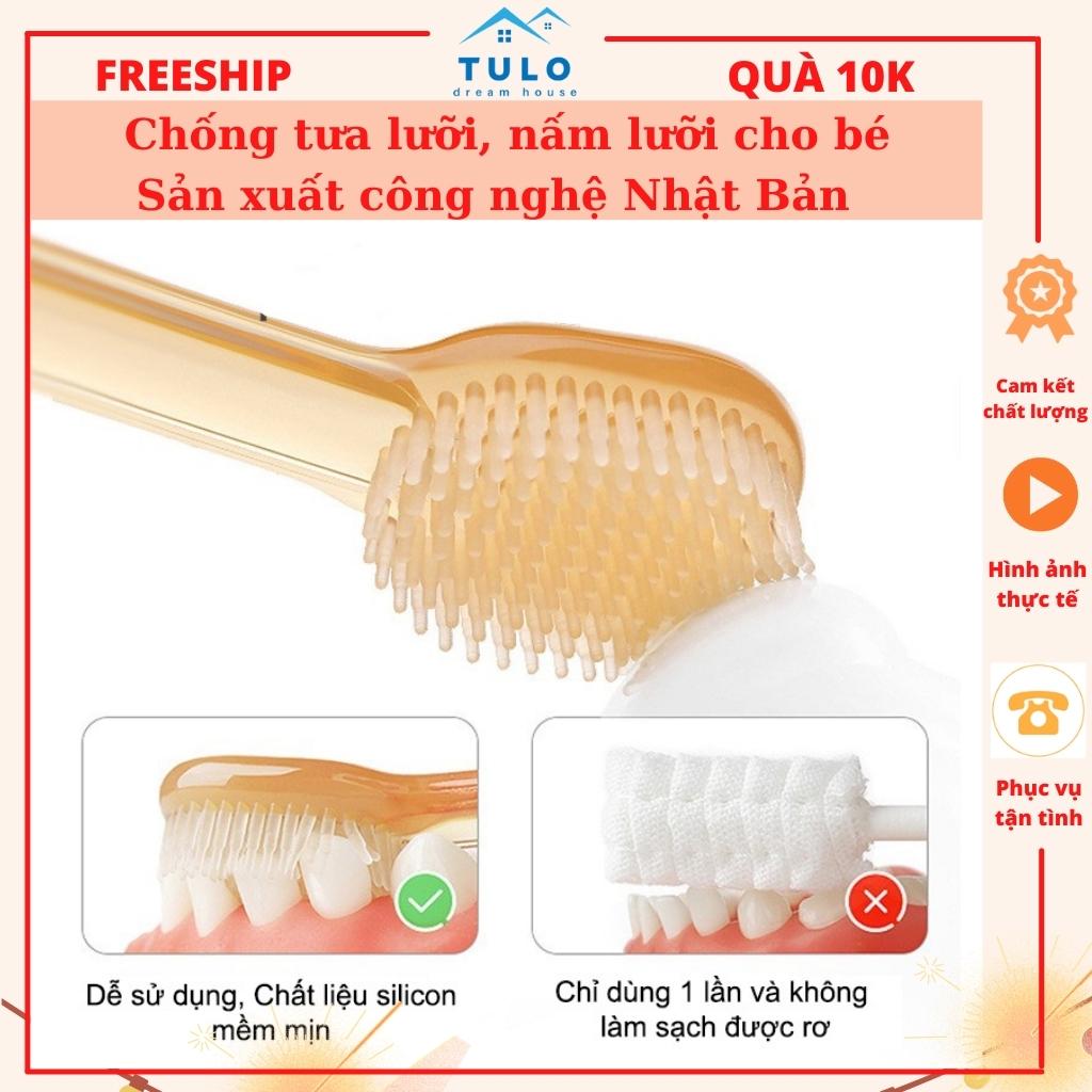 Bộ Rơ Lưỡi Silicon bàn Chải Silicon Cho Bé Mềm Chống Tưa Lưỡi Nấm Lưỡi Rưa Lưỡi Cho Bé 0 - 2 Tuổi TuLo