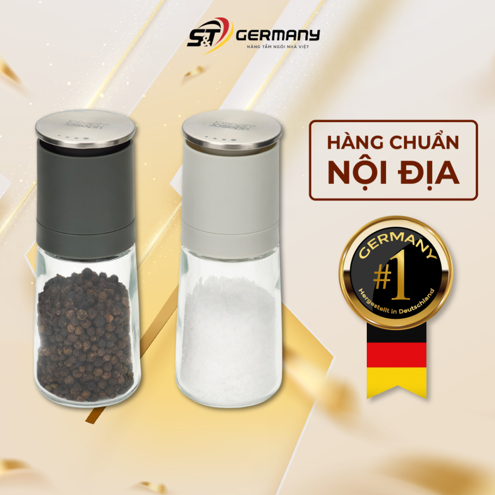 Bộ 2 lọ xay muối và tiêu Joseph Joseph Duo No-spill (Grey) 20198 Nội Địa Đức, Set 2 lọ xay gia vị GermanySnT 370043