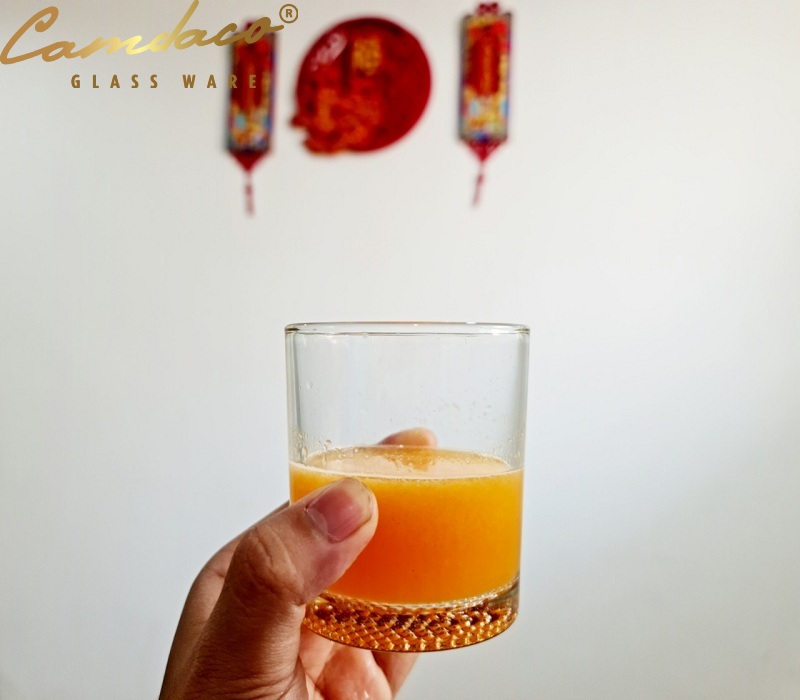 Bộ 6 ly cốc thủy tinh tròn đáy chấm bi 225ml cẩm đạt camdaco glass ware