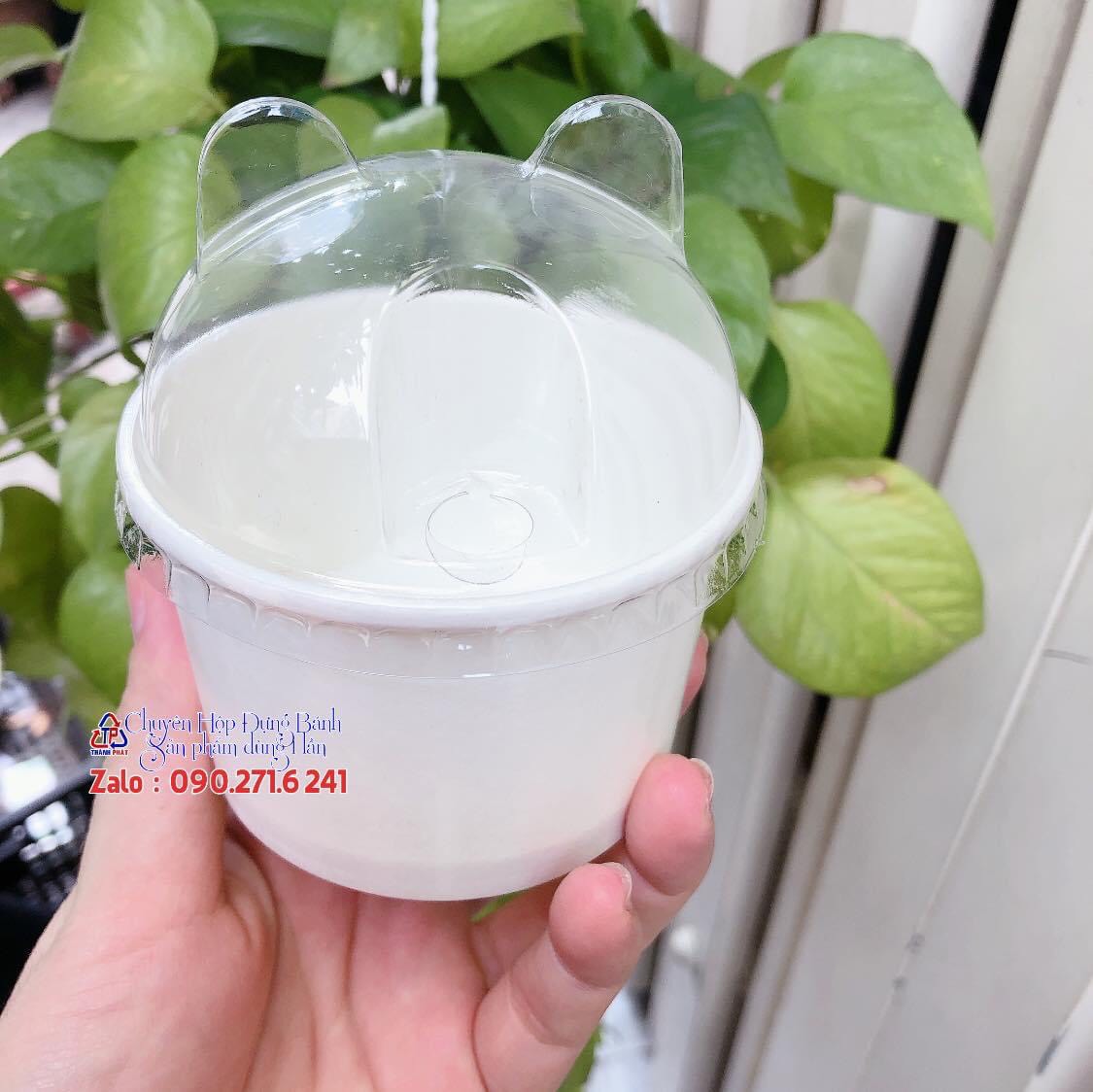 50 Ly giấy trắng 200ml nắp gấu 90 dùng đựng kèm. chè, súp, nước cốt, bông lan trứng muối