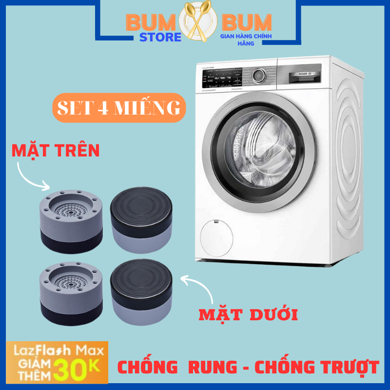 [ GIÁ SỈ ] Set 4 Miếng kê Chân Kệ Máy Giặt, chân kệ tủ lạnh chống rung đa năng, đế cao su cao cấp, nhỏ gọn tiện lợi, BỘ 4 ĐẾ CHỐNG RUNG MÁY GIẶT - DỤNG CỤ BẢO VỆ MÁY GIẶT TIỆN LỢI