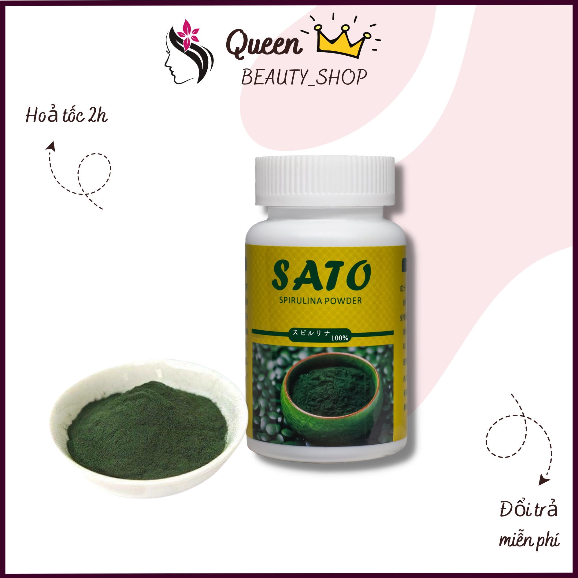 Tảo SaTo Cấy Tảo Xoắn SPIRULINA Dạng Bột