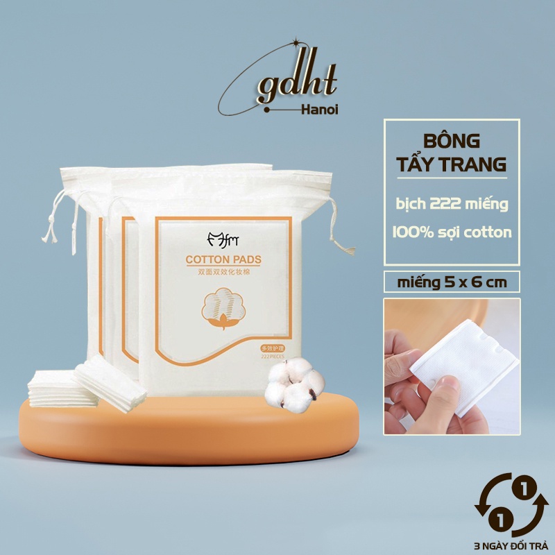 Bông tẩy trang 3 lớp cao cấp - Gói 222 miếng bông tẩy trang COTTON PADS, bông tẩy phấn trang điểm dành cho nam nữ tiệt trùng, bông mỏng tiết kiệm mĩ phẩm,bông lau tonner nước hoa hồng (B222)Gia dụng Huy Tuấn Hà Nội