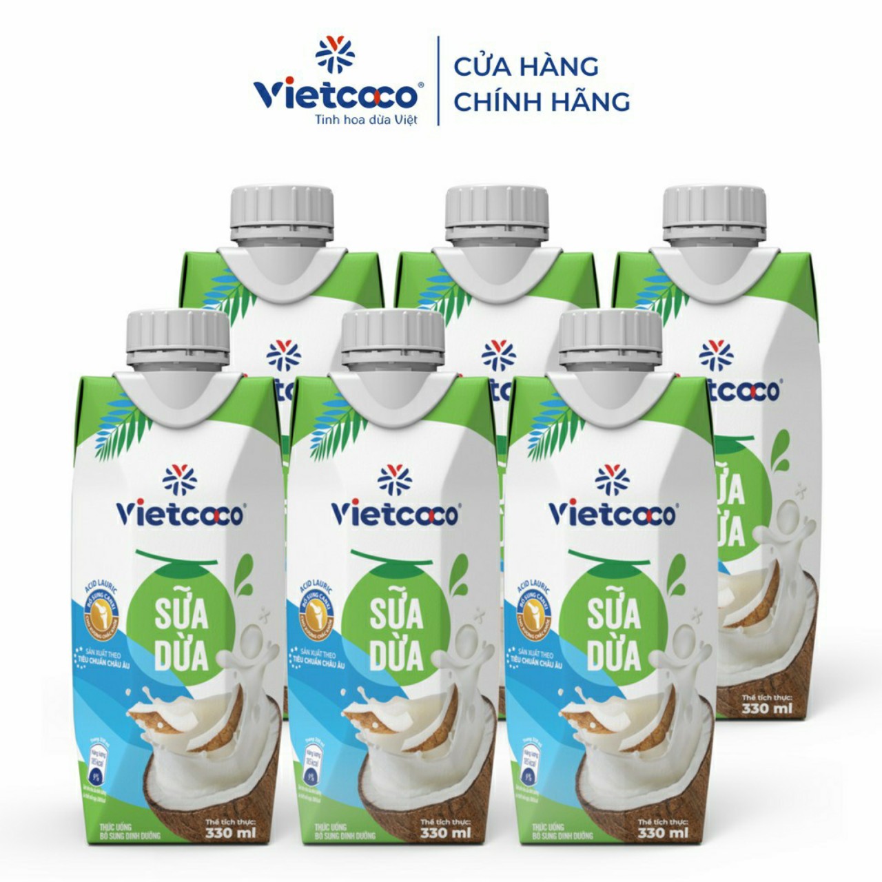 Combo 6 hộp sữa dừa nguyên chất uht vietcoco 330ml