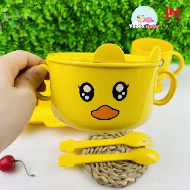 Bát Ăn Dặm Cho Bé Gà Vàng Có Nắp Bằng Lúa Mạch Yoota Baby