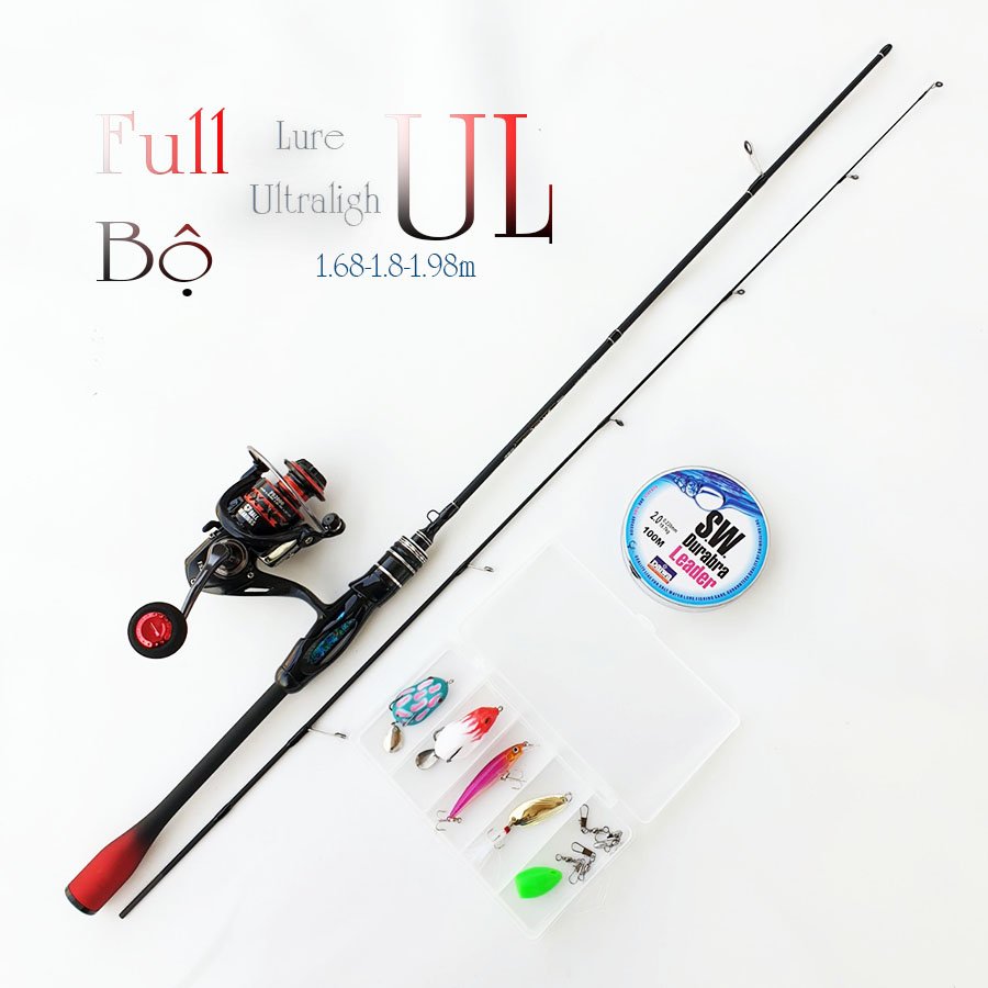 Bộ cần câu lure đứng carbon ul máy câu Deukio FS2000 tặng bộ mồi câu BCM19- Đứng