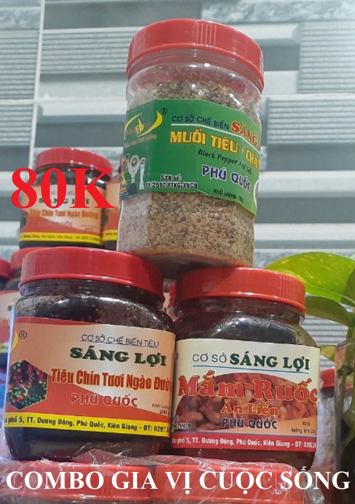 [HCM-ĐẶC SẢN PHÚ QUỐC] COMBO GIA VỊ CUỘC SỐNG (3 HŨ: MẮM RUỐC, TIÊU CHÍN NGÀO ĐƯỜNG, MUỐI HỒNG TIÊU) - HŨ 200GR - Đảm bảo chất lượng