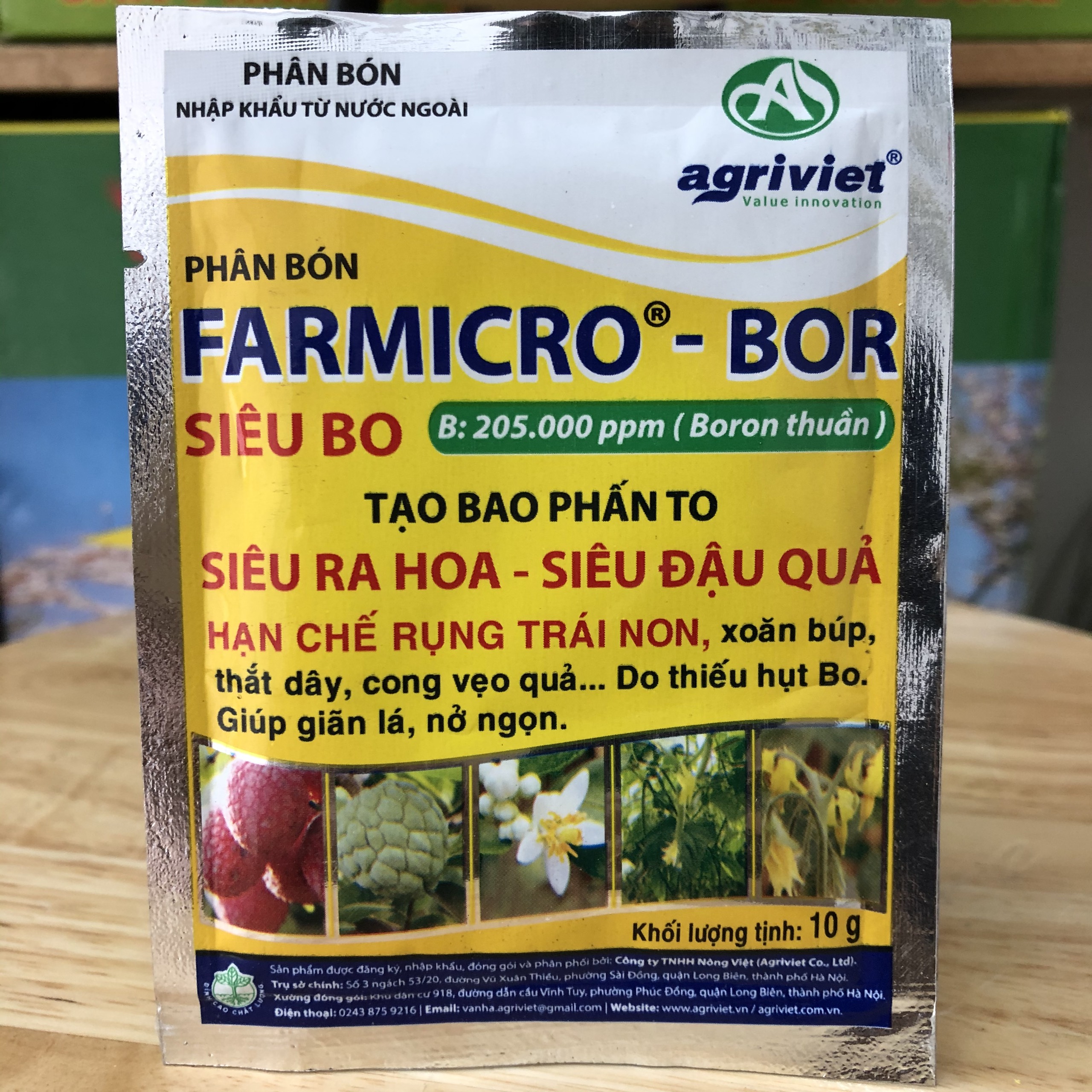 Phân bón nhập khẩu Farmicro Bor siêu ra hoa, đậu quả, hạn chế rụng quả non, xoăn búp, cong vẹo quả... do thiếu Bo