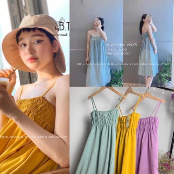 Váy đũi xước chun ngực - Đầm xuông - maxy dáng dài