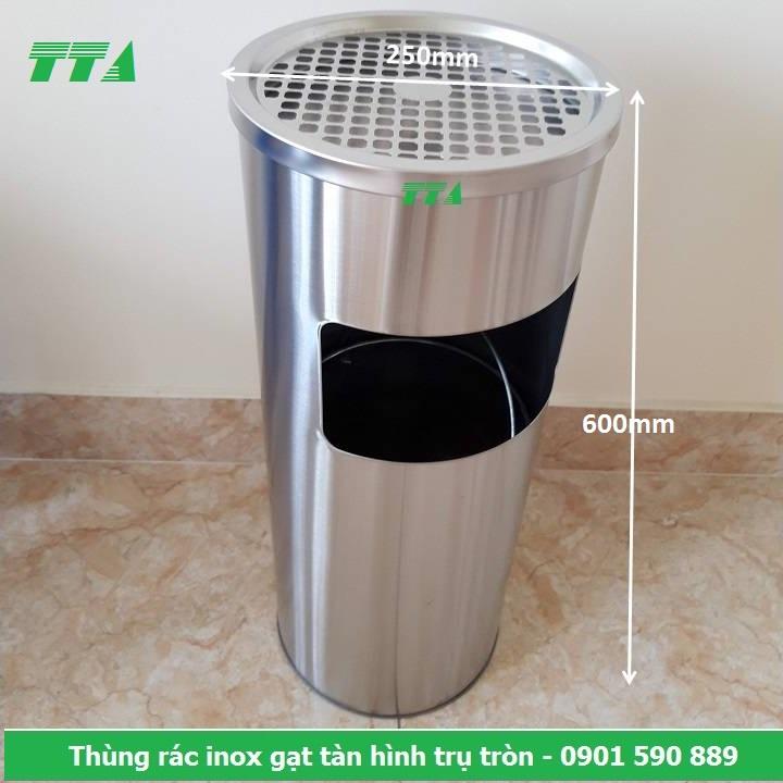 Thùng rác inox gạt tàn hình trụ tròn