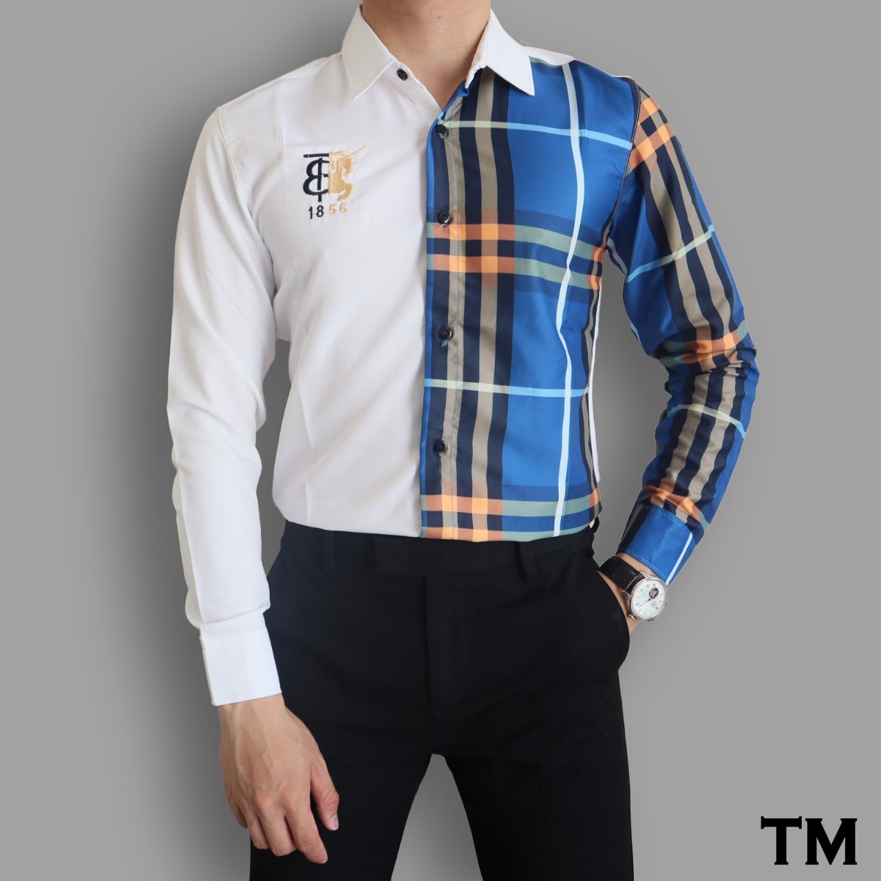 Áo sơ mi nam caro thời trang luxury đẳng cấp nhãn hiệu - phong cách nam ,soái ca hot hit mới nhất cập bến to-men brand