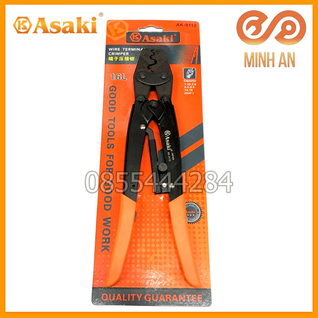 Kìm Bấm Cos 16L 1.25 - 16Mm2 Asaki Ak-9112 (Kềm Bấm Cốt 16L)
