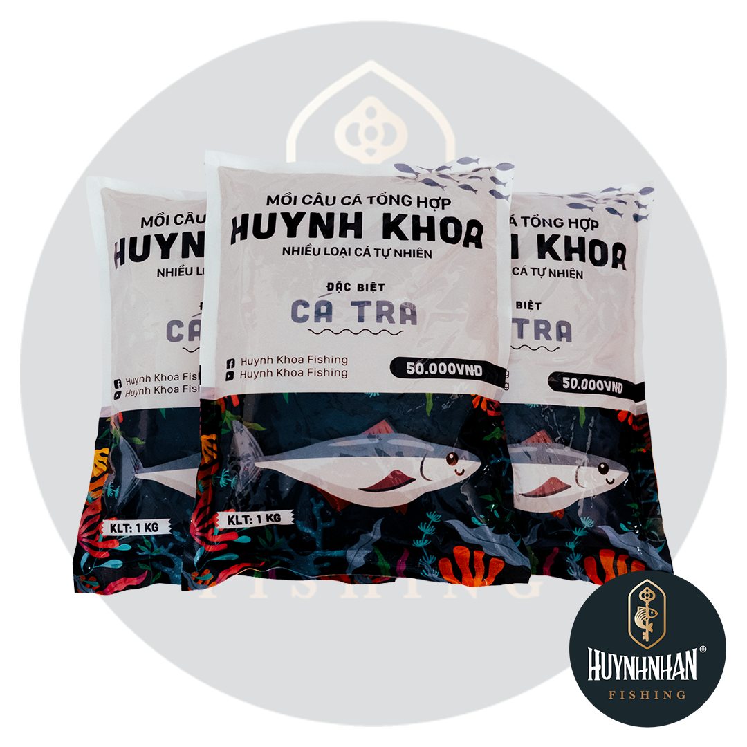Mồi câu Huỳnh Khoa - Cám Huỳnh Khoa - Chuyên cá Tra và các loại cá tự nhiên - Gói 1kg