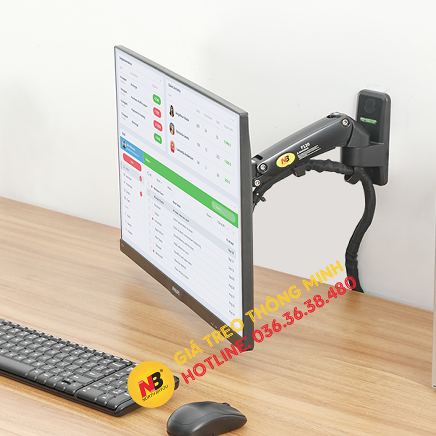 Giá treo màn hình máy tính NB F120 17 - 27 inch - Giá Đỡ Màn Hình Gắn Tường Xoay Đa Năng