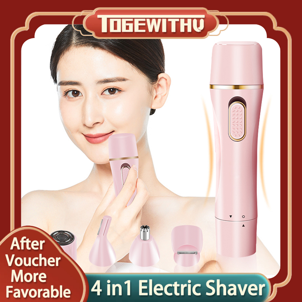 (4 trong 1) Máy tẩy lông mặt, lông mũi, lông mày, lông toàn thân, chống thấm nước và có thể sạc lại sử dụng