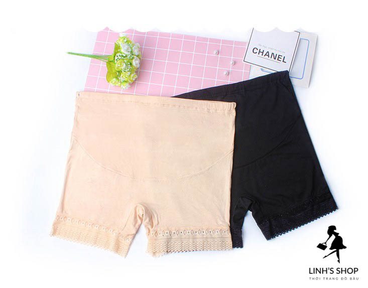 Quần Trong Váy Bầu Chun Kéo Chỉnh Chất Liệu Thun Mềm Mại, Chân Pha Ren QTV03