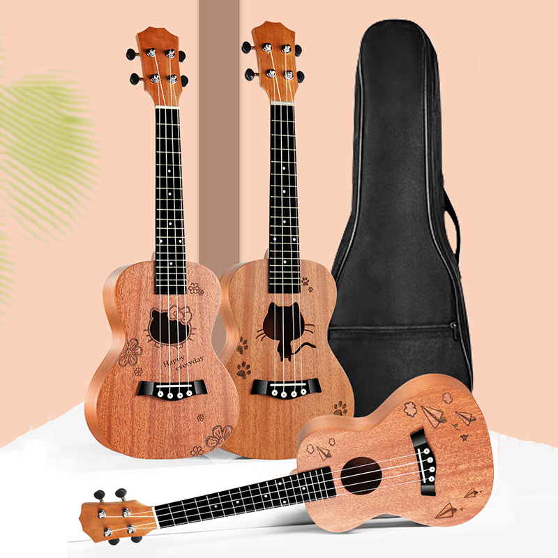 Đàn ukulele concert gỗ mahogany kèm pick gảy, kẹp capo, bao đựng - đàn ukulele cao cấp - nc41