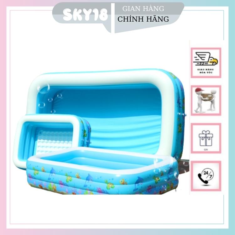 Bể bơi, bể tắm, bể bơi cho bé cao cấp hình chữ nhật đủ kích cỡ 2-3 tầng đáy 2 lớp chống trượt bền đẹp kèm bơm