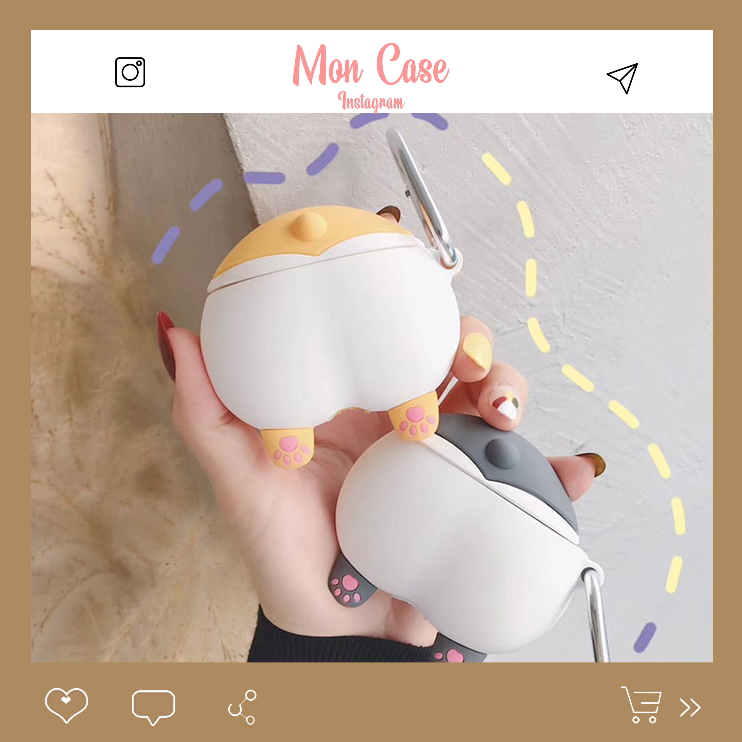 🔥Case Airpods Bảo Vệ Tai Nghe Hình Mông Corgi 🔥 Phù Hợp Với Airpods 1-2 Siêu Cute Dễ Thương