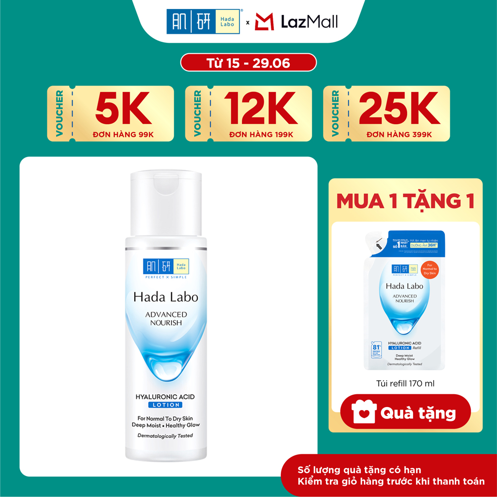 Túi refill lotion dưỡng ẩm Hada Labo Advance Nourish Hyaluronic Acid cho da thường và da khô 170ml
