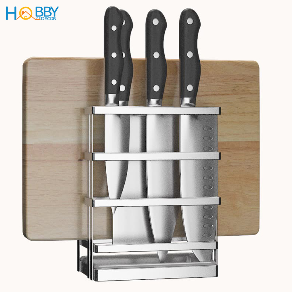 Kệ để dao thớt 2 ngăn iInox 304 Hobby Home Decor DD2N kèm khay hứng nước không rỉ sét