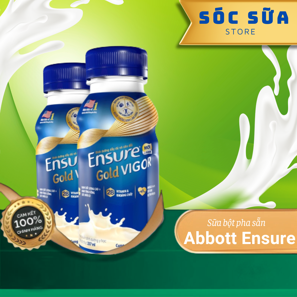 Sữa Bột Pha Sẵn Abbott Ensure Gold Vigor Hương Vani Lốc 6 Chai x 237ml