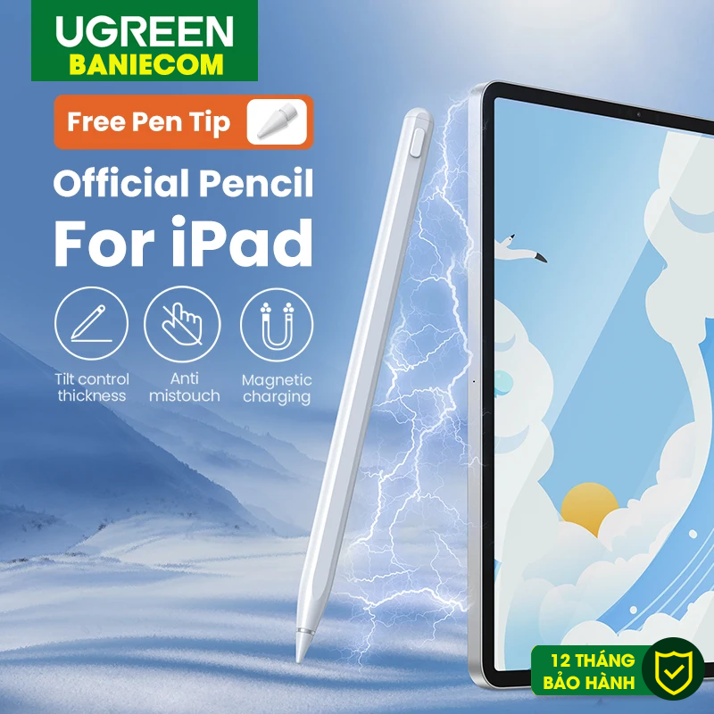 Bút cảm ứng ugreen pencil 2 l452/l653 stylus pen type-c charging bluetooth stylus pen for ipad 2018 2019 2020 2021 2022 versions of apple ipad - baniecom