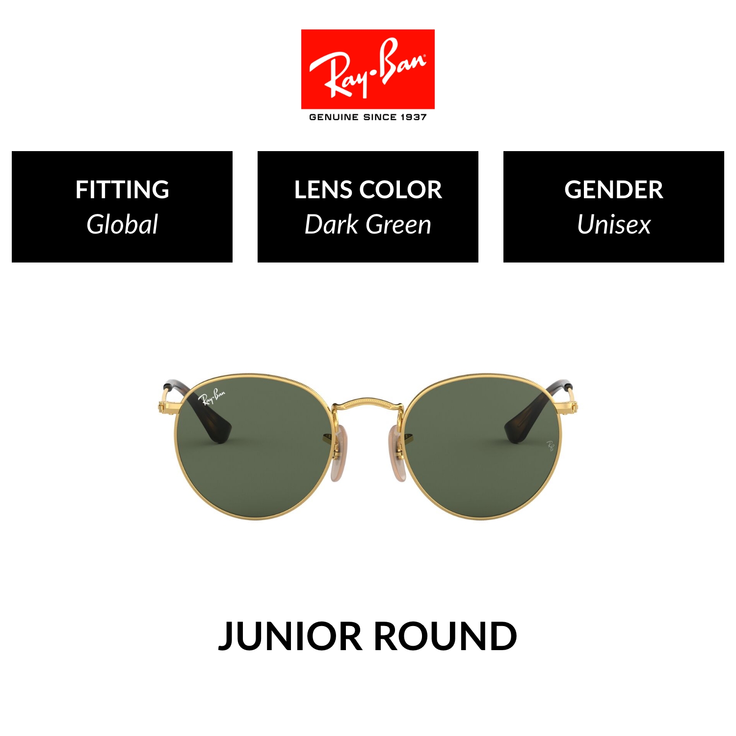 Mắt kính ray-ban cho trẻ em sole cho trẻ em round - rj9547s 223/71 - kính mát size 44
