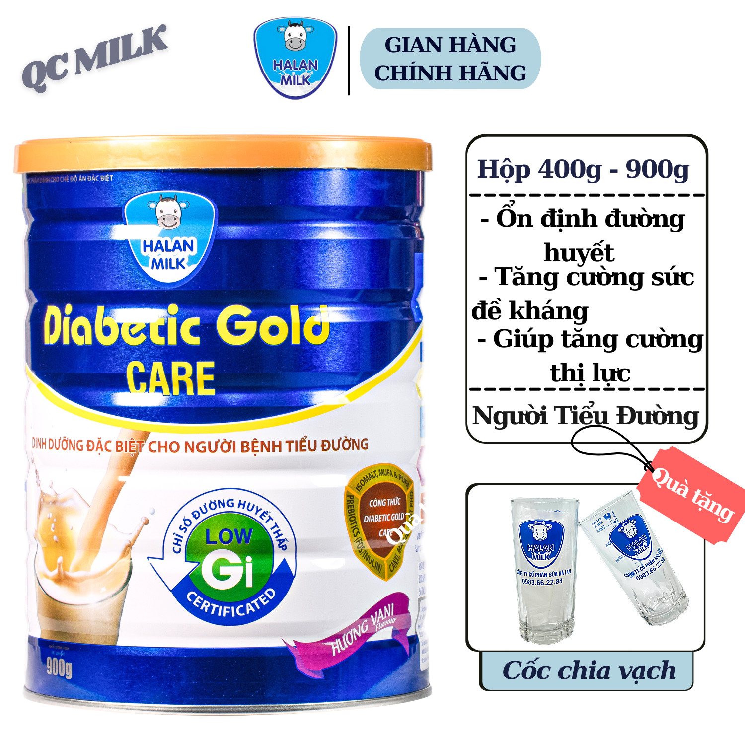 Sữa tiểu đường DIABETIC GOLD CARE 900g - giúp ổn định đường huyết
