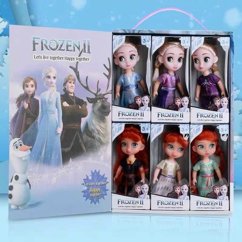 Bộ 6 búp bê elsa frozen phiên bản chibi đáng yêu cho bé - hàng full box