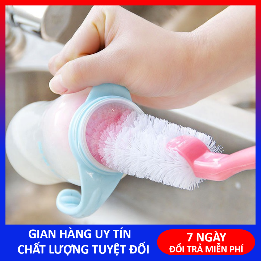 Dụng cụ rửa ly, bình sữa. Cọ chùi rửa ly bình sữa cây dài .Dụng cụ rửa ly núm vú bình sữa cây dài.