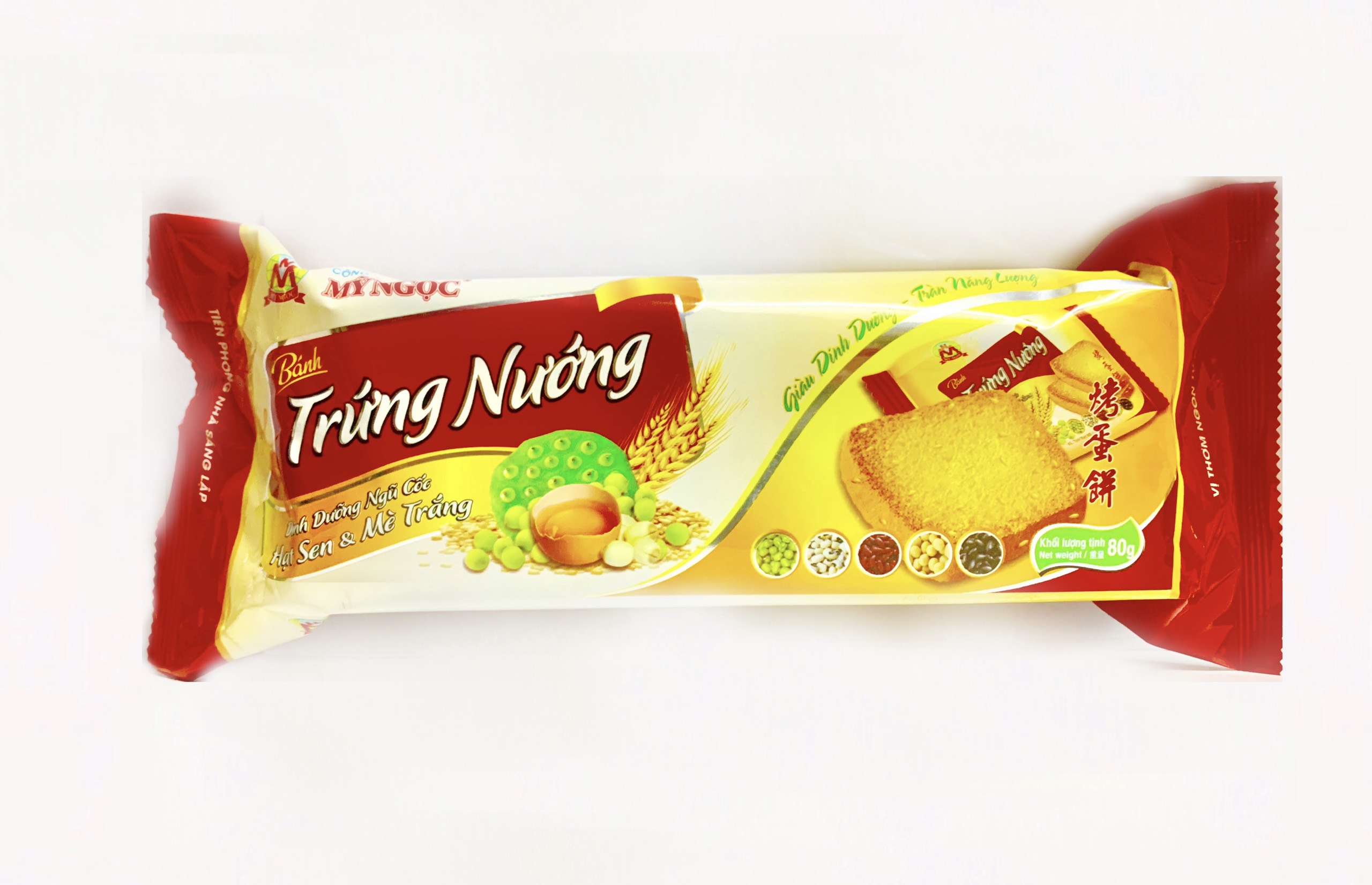 80g Bánh trứng nướng MÈ TRẮNG sữa tươi  HẠT SEN giòn rụm GIÀU DINH DƯỠNG bổ sung NĂNG LƯỢNG