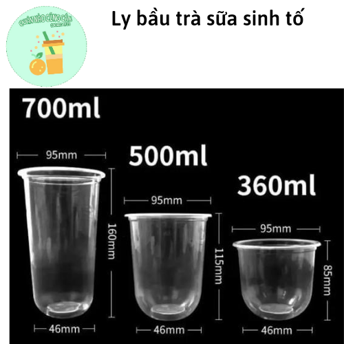 50 Ly đáy bầu đựng trà sữa, sinh tố, nhựa PP cao cấp 360ml, 500ml, 700ml - Quán nào cũng cần