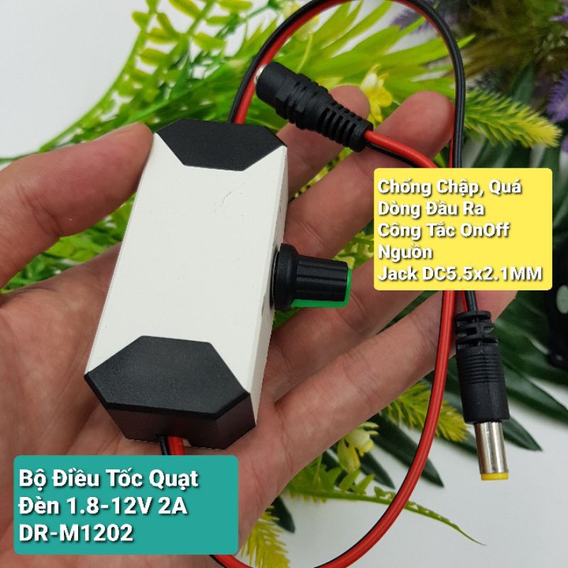 Bộ điều tốc quạt đèn 1.8-12v 2a dr-m1202, điều tốc dimmer