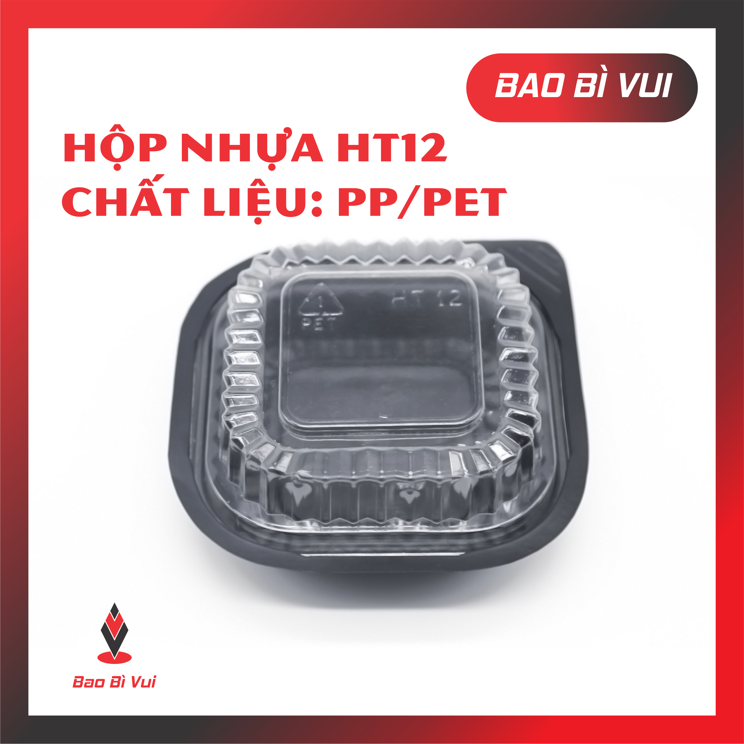 50 hộp nhựa vuông đế đen ht12