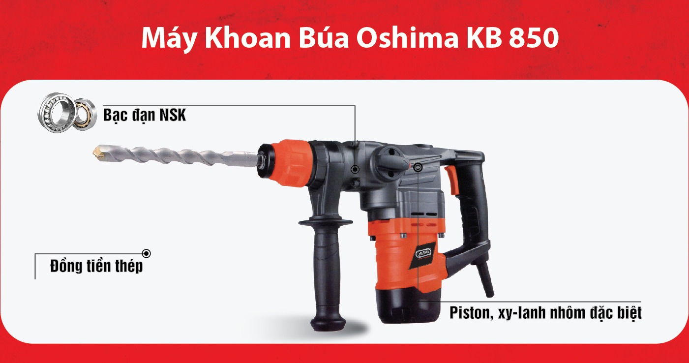 Máy khoan búa oshima kb-850 búa