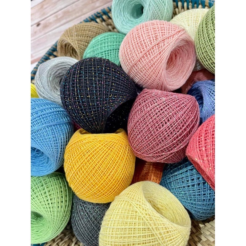Sợi lace cotton nhũ kim tuyến Craft Yarn VN - Cuộn (50gr)