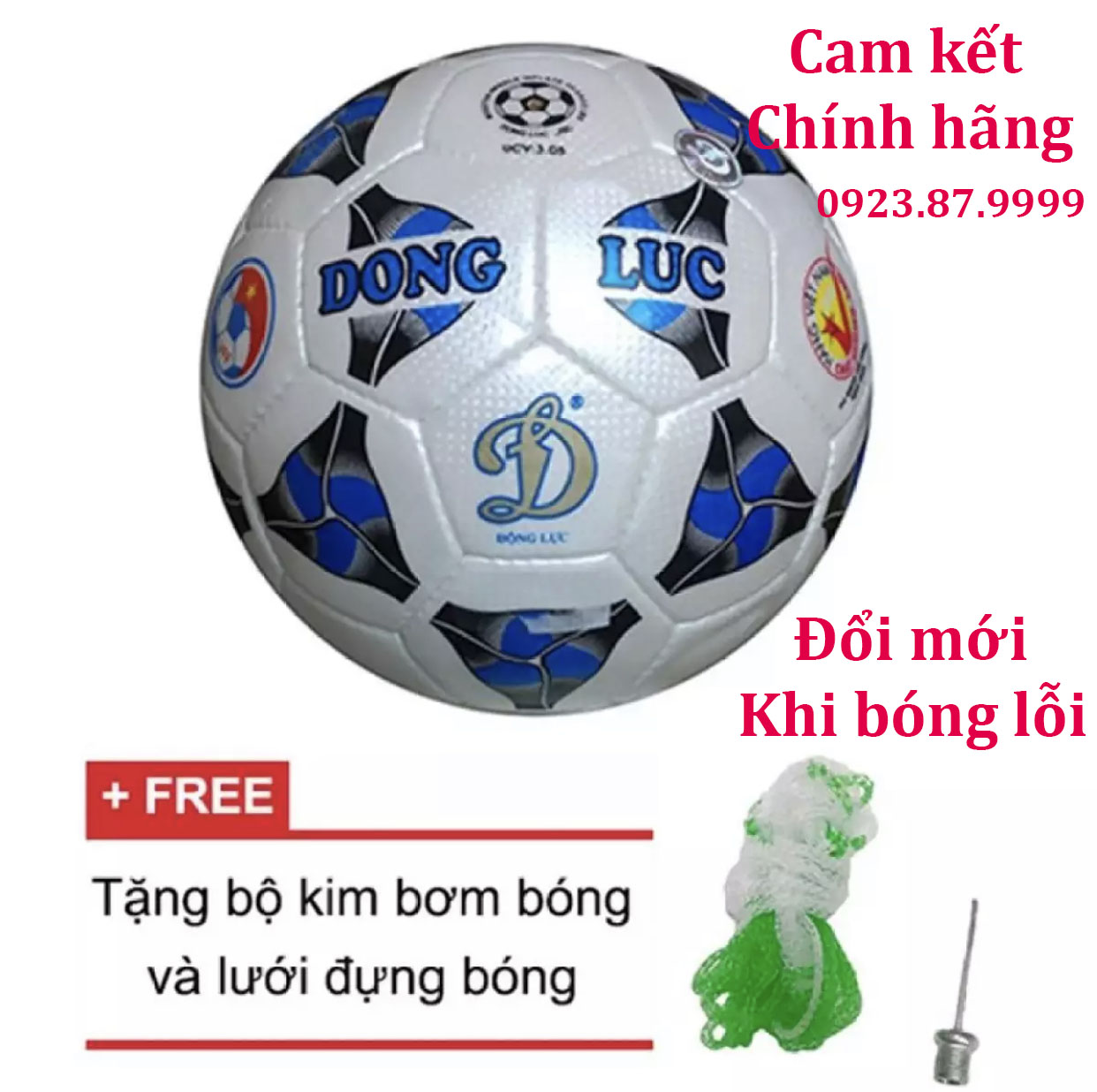 Bóng đá Động Lực Cơ bắp UCV 3.05 số 4 + Tặng kim bơm bóng và lưới đựng bóng