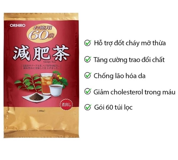 Trà Genpi Orihiro Nhật Bản giảm mỡ thừa, thanh lọc cơ thể (60 gói/túi) T1