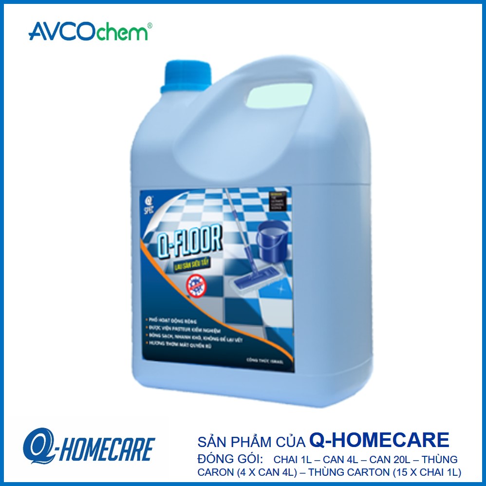 Nước Lau Sàn Sạch Khuẩn Q-FLOOR can 4 lít - AVCOchem - Q-HOMECARE