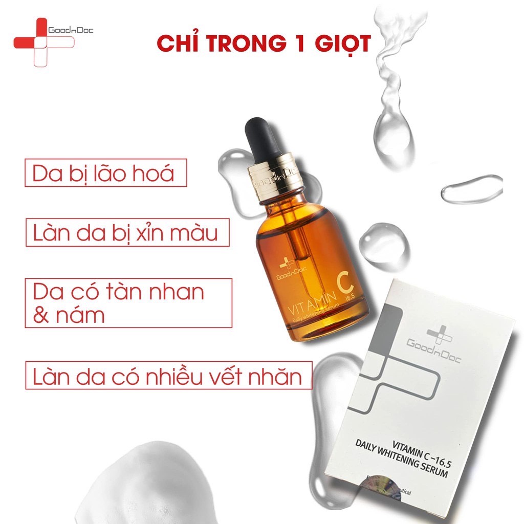 Serum dưỡng trắng sáng da, giảm thâm nám sạm da, chống lão hóa goodndoc vitamin c 16.5 daily ưhitening 30ml