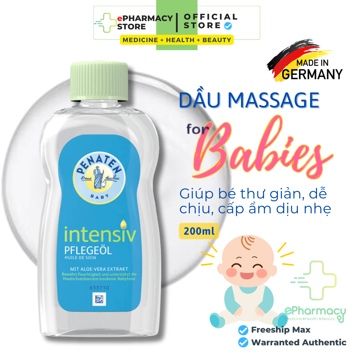 Dầu Massage Penaten 200mL cho bé từ sơ sinh