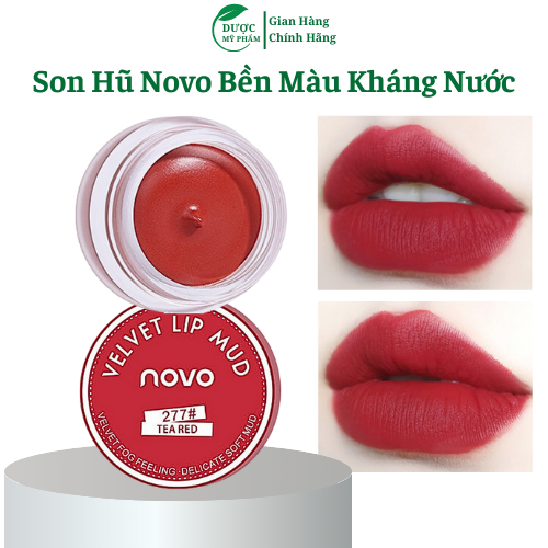  Son Kem NoVo Dưỡng Ẩm Môi Mềm Mịn Bền Màu Chống Nước Không Trôi Dạng Hũ Nhỏ Mã 277 