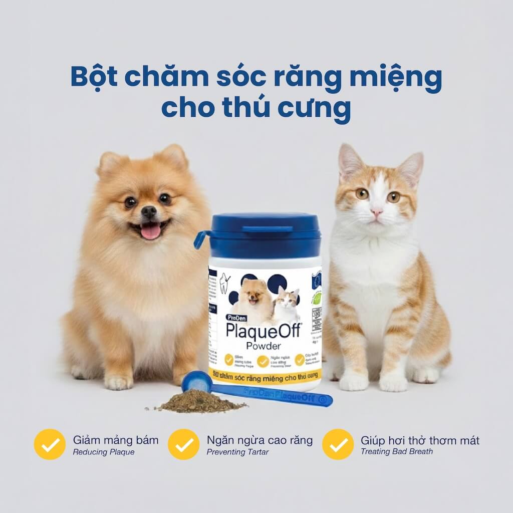 Bột chăm sóc răng miệng cho thú cưng ProDen PlaqueOff® giảm mảng bám,ngừa cao răng&thơm miệng [40g]