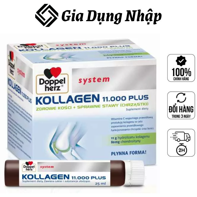 Collagen dạng nước doppelherz kollagen 11000 plus, tái tạo sụn khớp, hỗ trợ viêm khớp hiệu quả, thực phẩm chức năng, hàng chính hãng