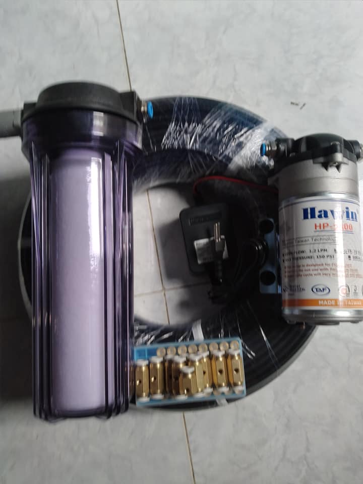 bộ máy phun sương ngoài trời cho quán cafe 10 béc phun 30m dây loại tốt