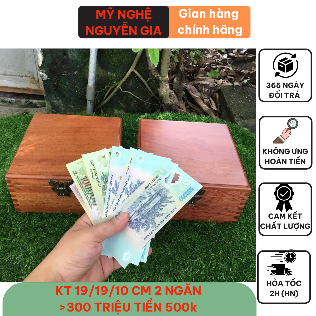 Hộp gỗ đựng tiền tiết kiệm 2 ngăn có khóa (Size Lớn) giá rẻ có khóa an toàn bí mật giúp tiền luôn mới tạo lập thói quen tiết kiệm và quản lý tài chính money box